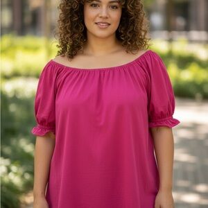 J. Crew Vibrant Pink Off-Shoulder Blouse